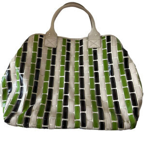 Kate Landry Retro Checkered Tile Handbag Large Tote Purse Bag